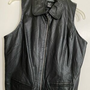 Black Leather Vest and Skirt with Zipper